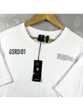 G-Star Raw Men’s White GSRD/01 Graphic T-Shirt Large Streetwear Technical NWT